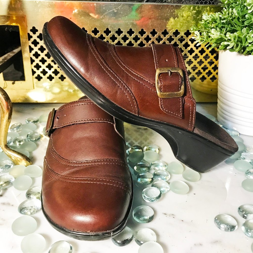 Genuine Leather Ultra-Soft Comfort Brown Mules | Clarks